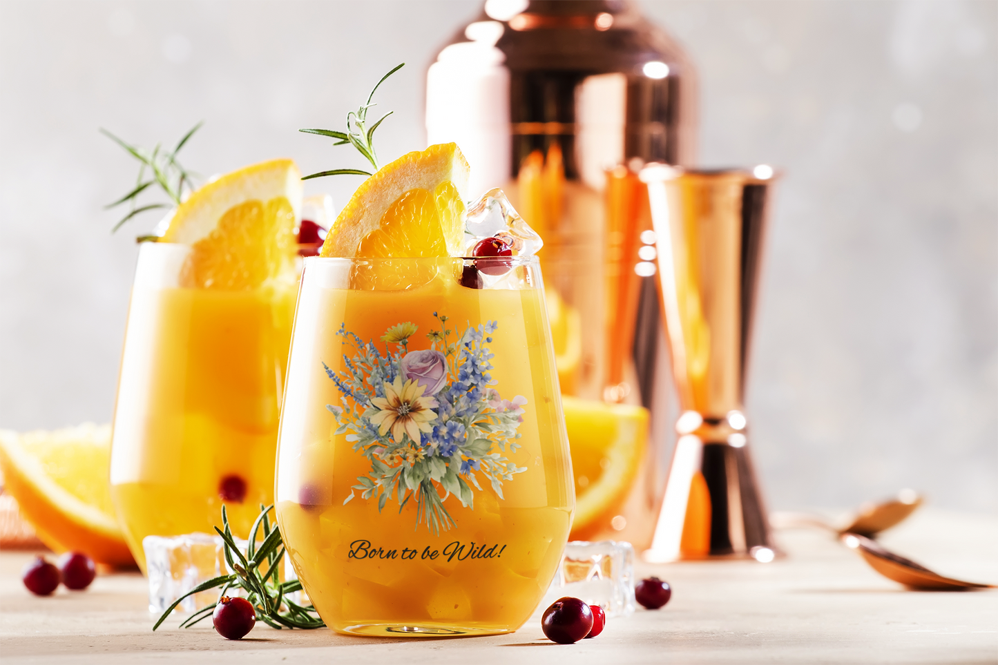 Born to be Wild wine glass, Wildflowers Stemless Wine Glass, 11.75oz - The Witchy Gypsy