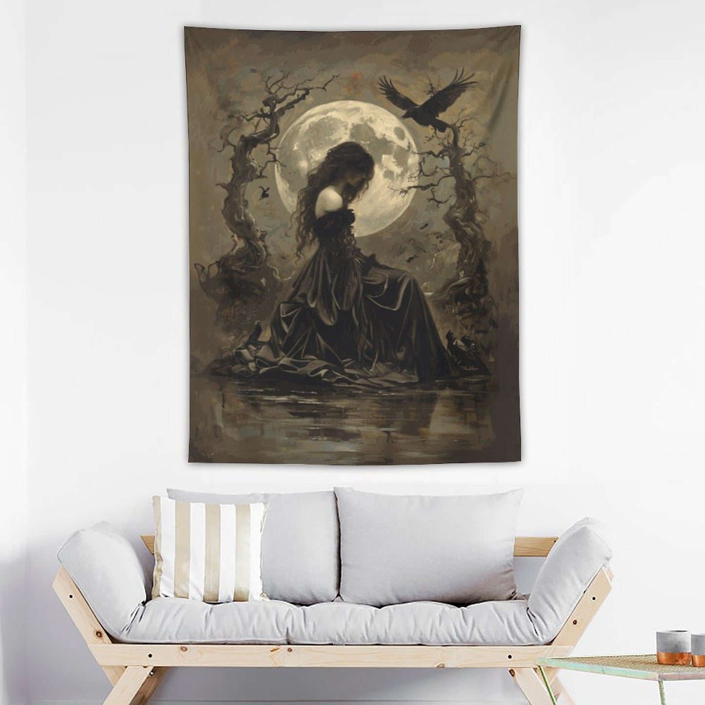 Morrigan Wall Art with Vertical Tapestry