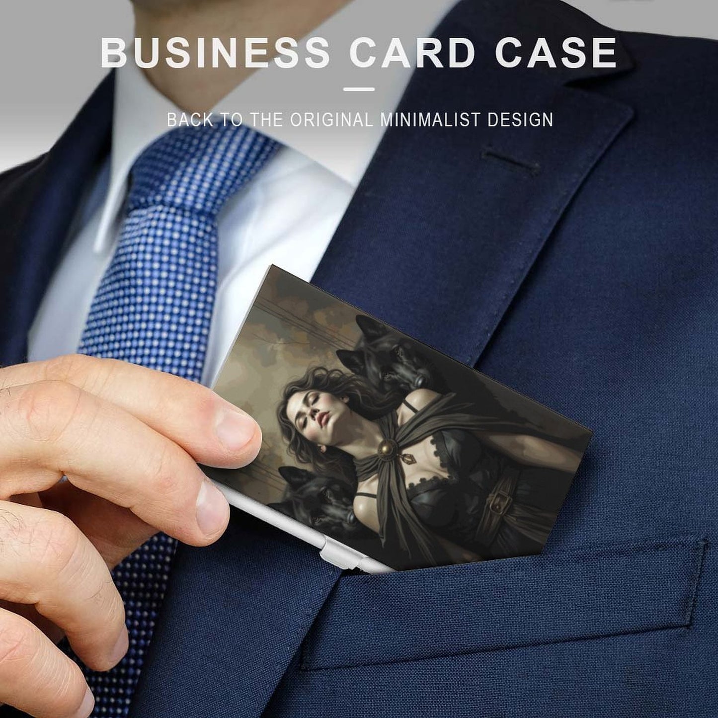 Goddess Hectate and Wolves Business Card Holder
