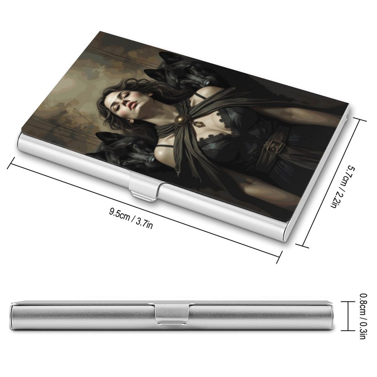 Goddess Hectate and Wolves Business Card Holder