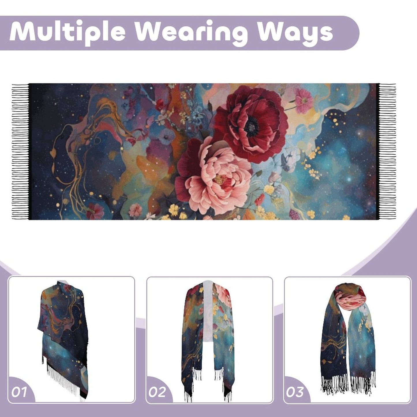 Cashmere-like Tassel Scarf (All-Over Printing)