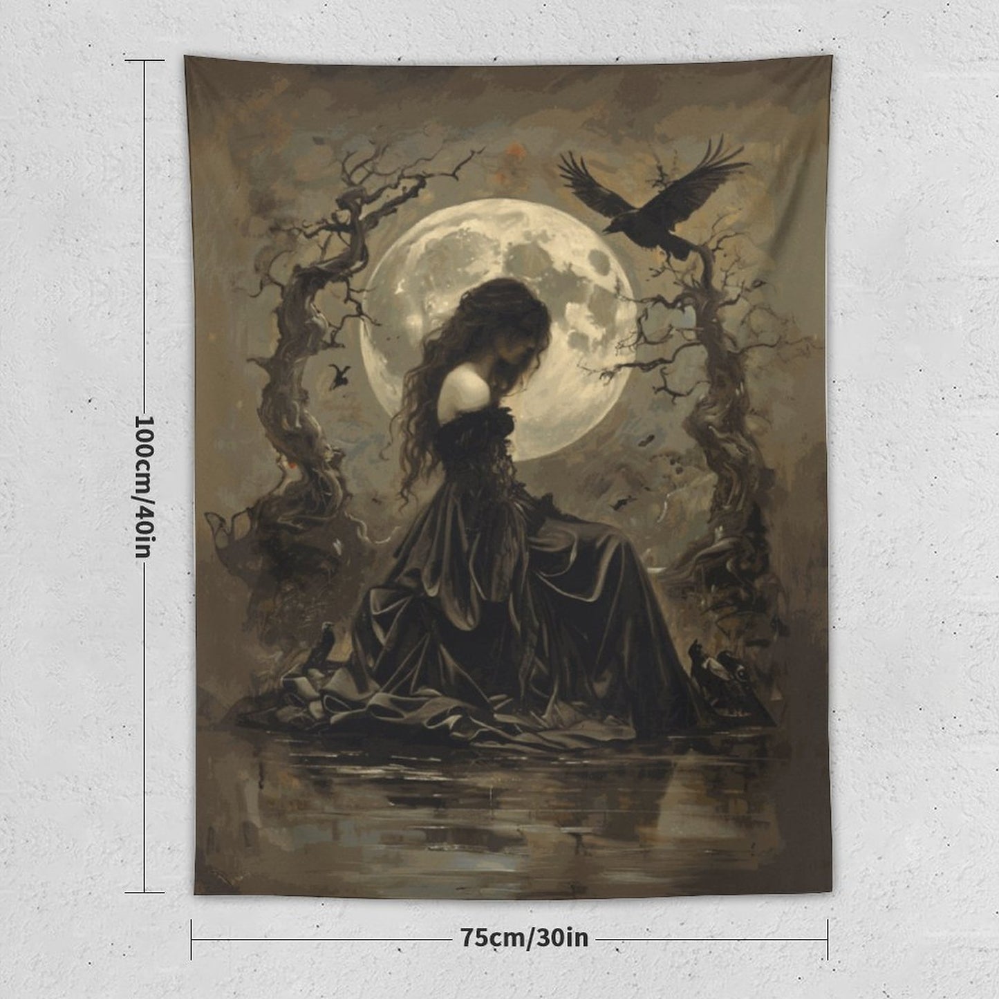 Morrigan Wall Art with Vertical Tapestry