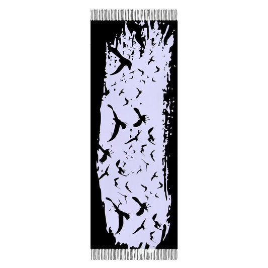 Lavender Blue Murder of Crows Cashmere-like Tassel Scarf (All-Over Printing)