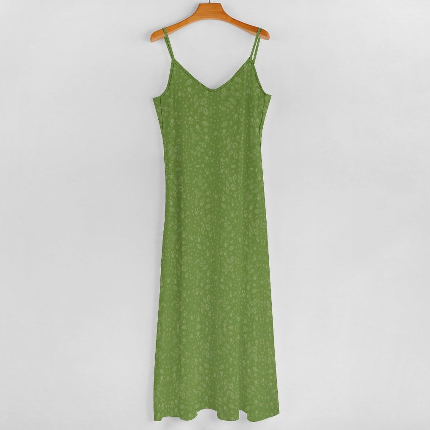 Green Floral Ankle-length Slip Dress BDQ (All-Over Printing)