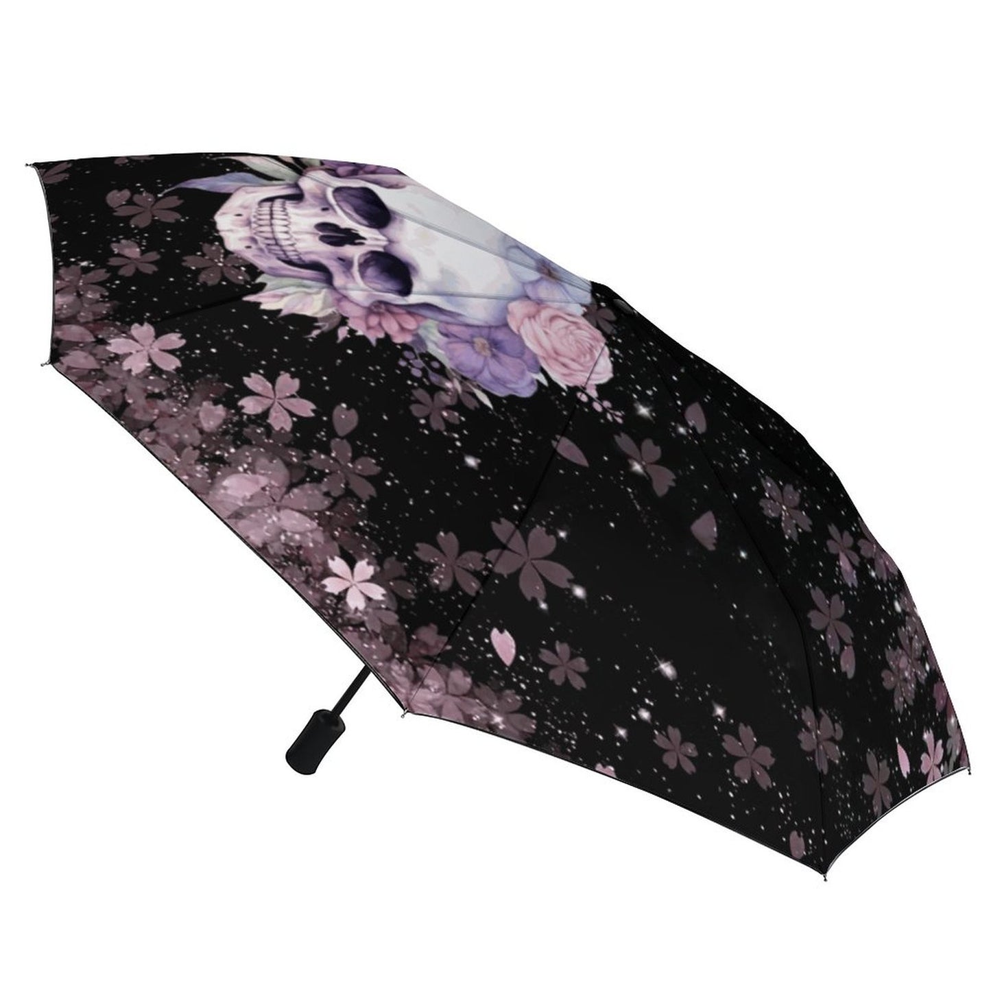 Floral Skull Auto Umbrella with Printed Pattern Outside ZYS03-8K