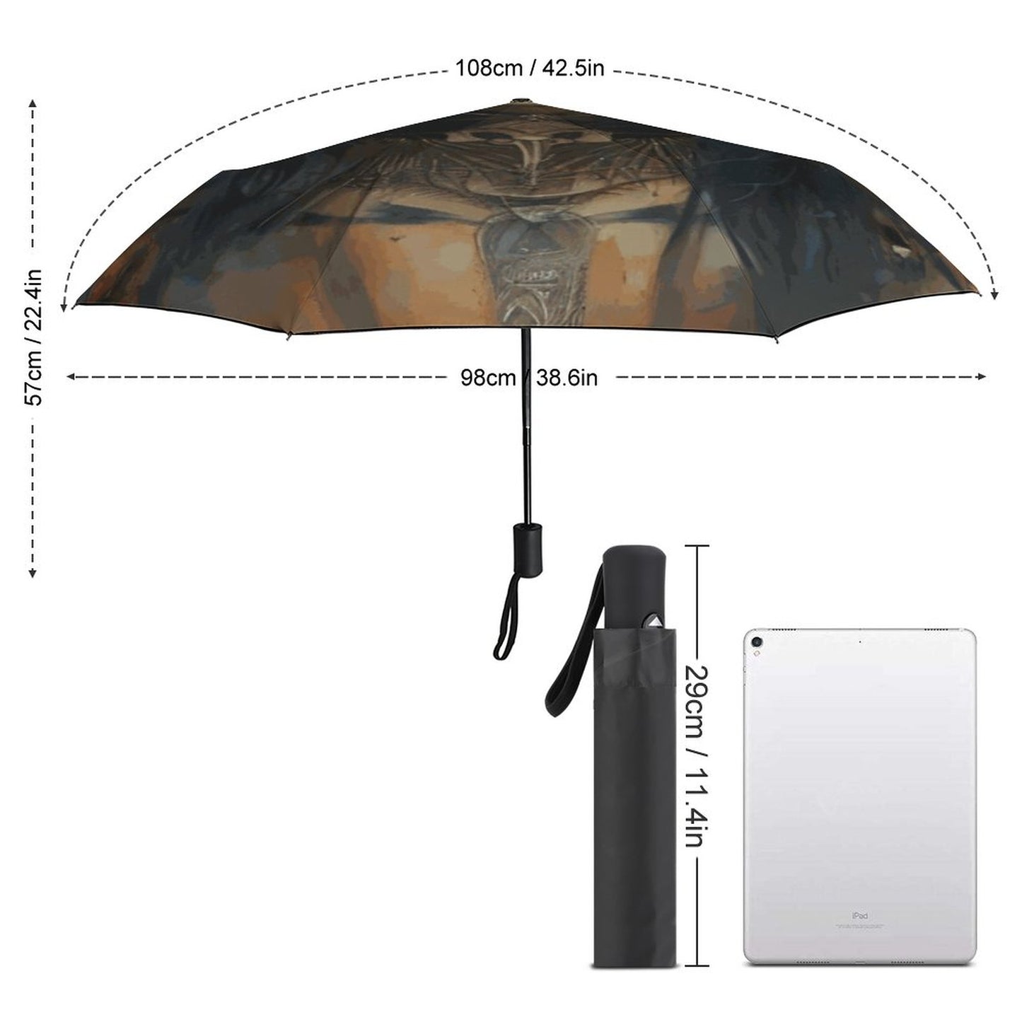 Celtic Goddess Morrigan Auto Umbrella with Printed Pattern Outside ZYS03-8K