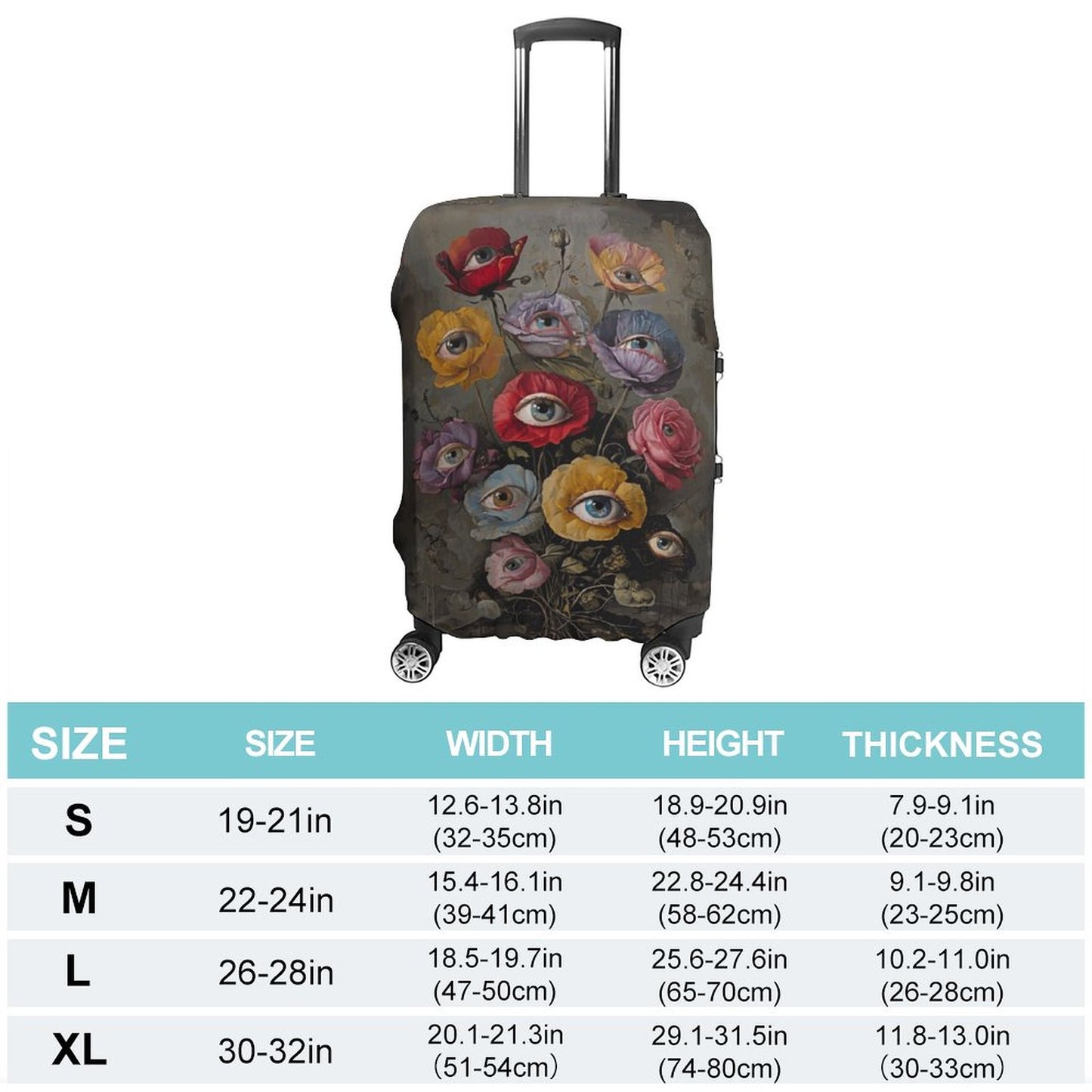 Human Eyes Floral Secure and Stylish Luggage Covers