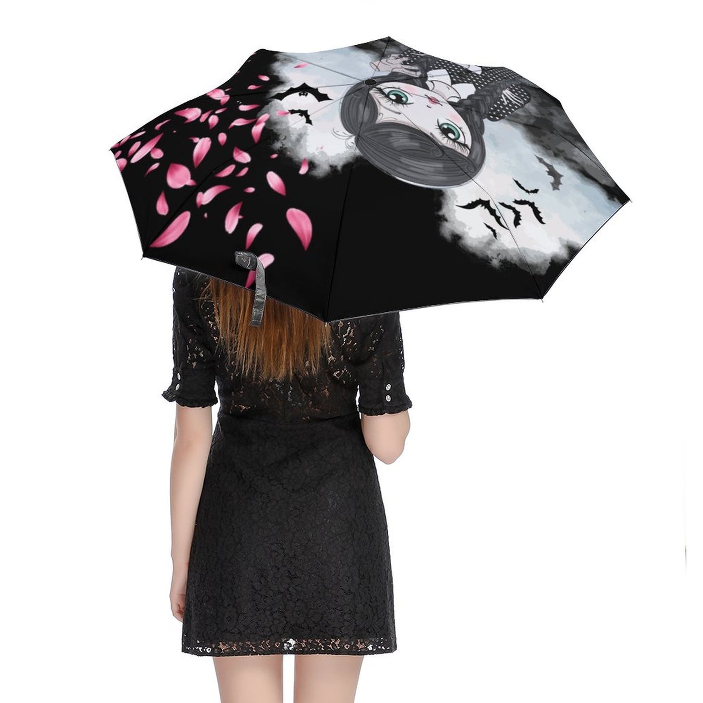 Wednesday Adams Auto Umbrella with Printed Pattern Outside ZYS03-8K