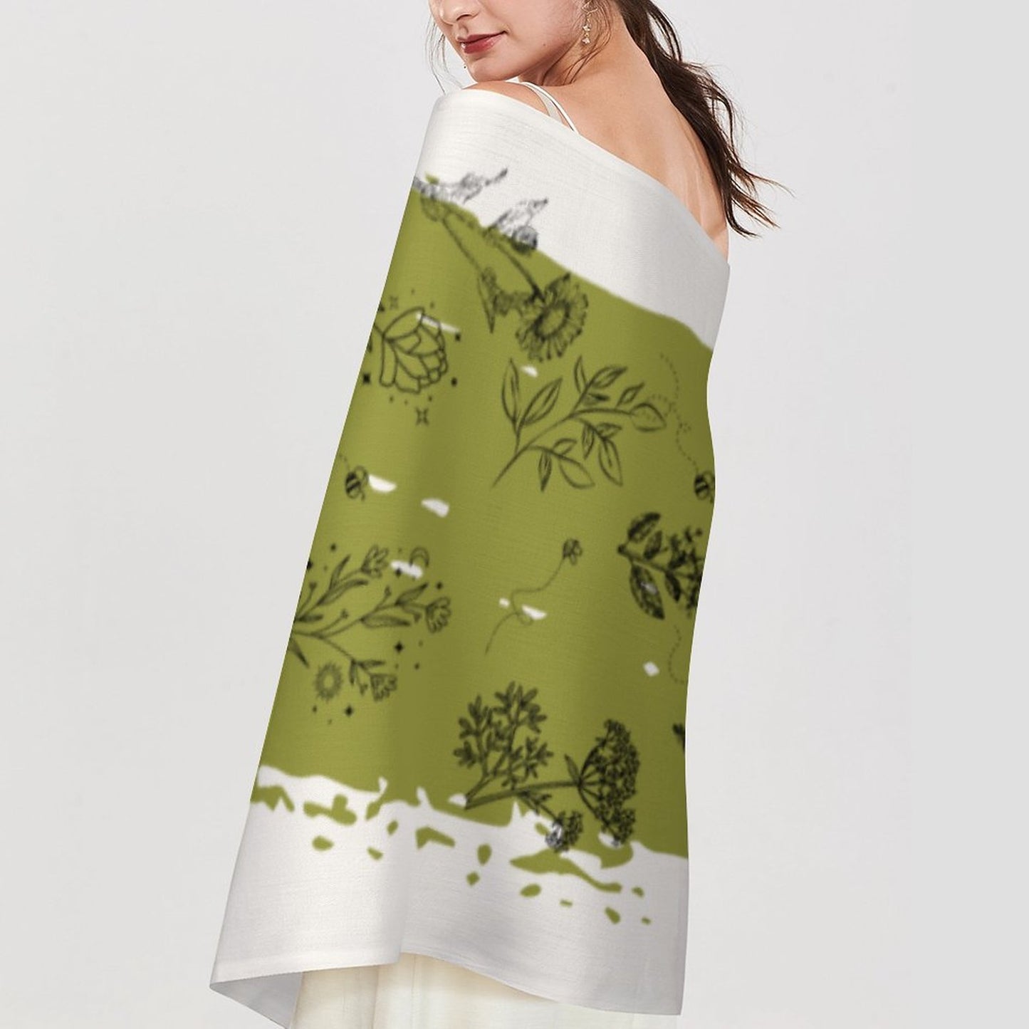 Witchy Herbs Poem Cashmere-like Tassel Scarf (All-Over Printing)