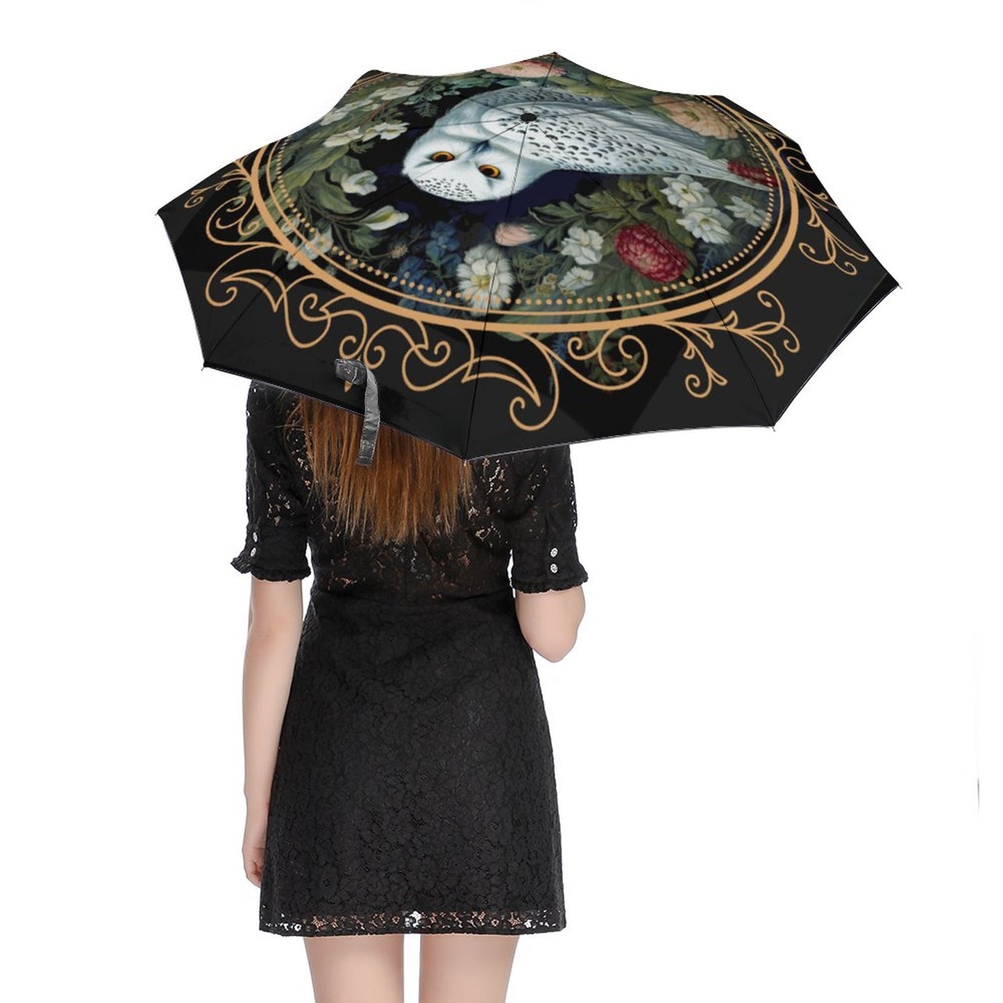 Cotagecore Owl Auto Umbrella with Printed Pattern Outside ZYS03-8K