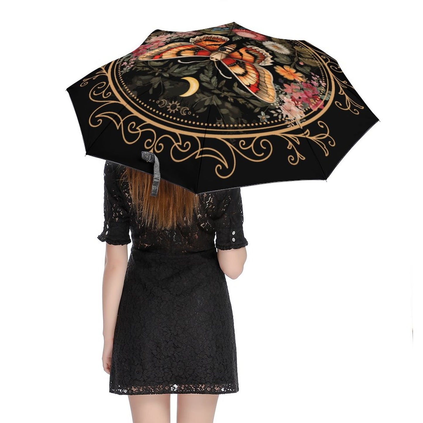 Cottagecore Lunamoth Auto Umbrella with Printed Pattern Outside ZYS03-8K
