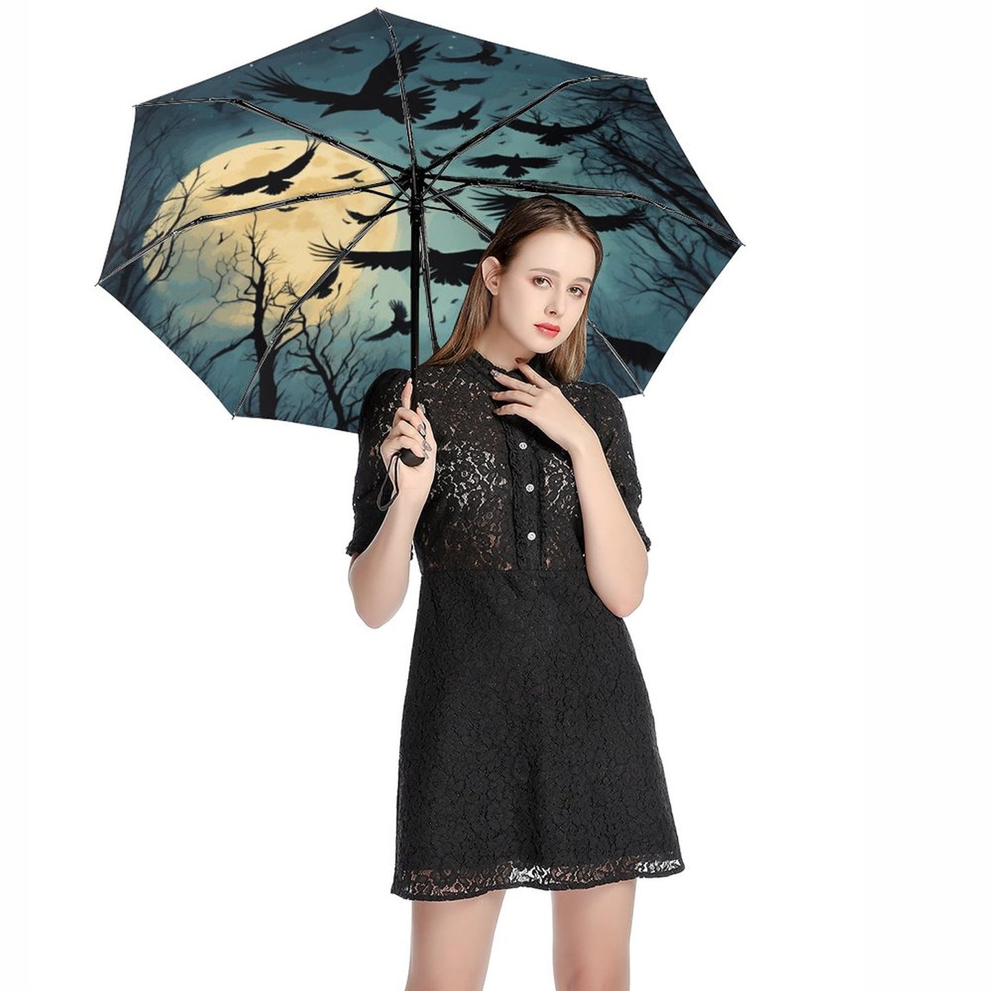 Midnight Crows Automatic Umbrella Inside Pattern ZYS06-8K