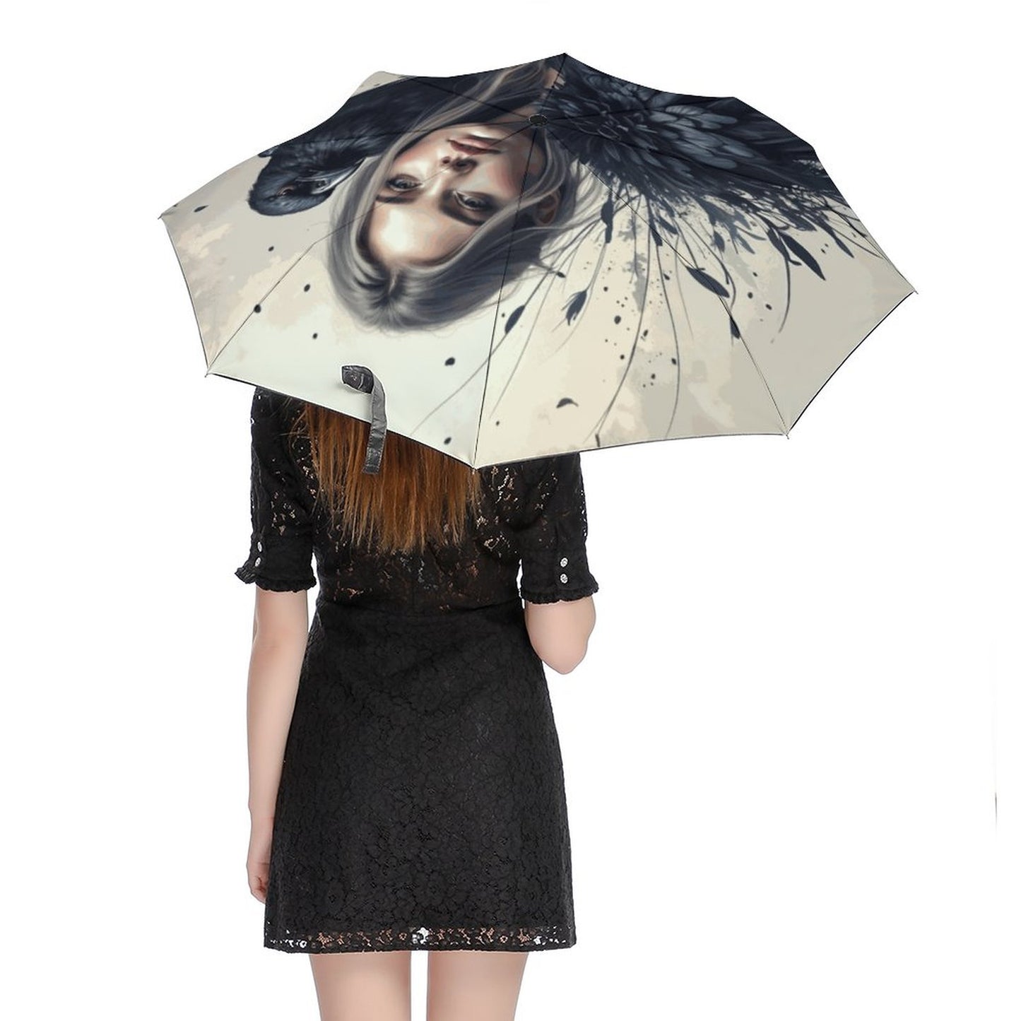 Goddess Morrigan Auto Umbrella with Printed Pattern Outside ZYS03-8K