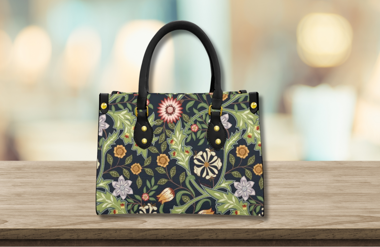 William Morris Inspired Floral Purse With Black Handle - Practical Magic Collection