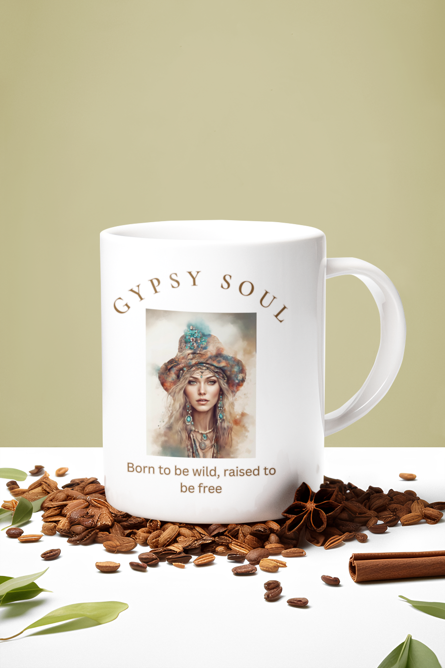Gypsy Soul Born to be wild! Ceramic Mug, Flower child, Bohemian woman - The Witchy Gypsy