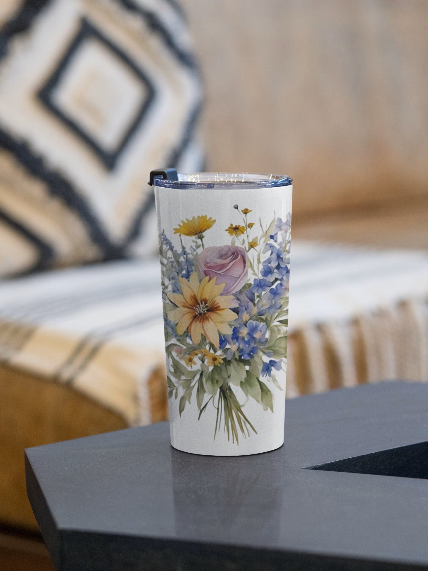 Boho Wildflowers Tumbler 20oz, Hot or Cold Tumbler, Bohemian Tumbler - The Witchy Gypsy