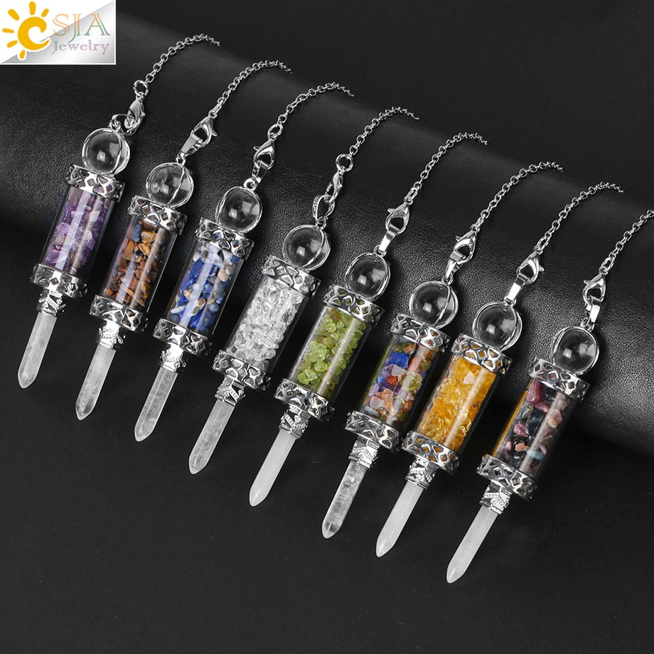 Crystal Pendulums, Clear Quartz Pendulum, Dowsing Natural Stone Pendant- The Witchy Gypsy