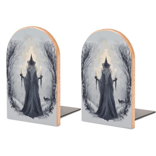 Winter Witch Wood Bookends (Set of 2)