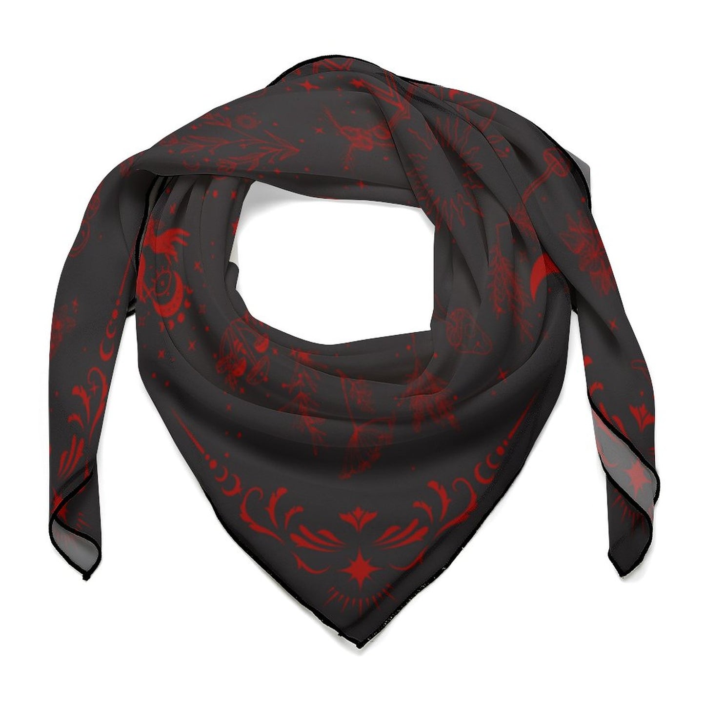 Black Witchy Herbs in Red Women's Scarf NZ215