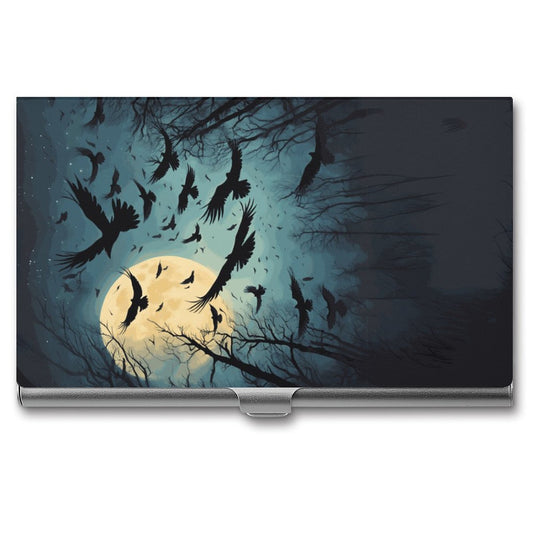 Full Moon Murder of Crows Business Card Holder