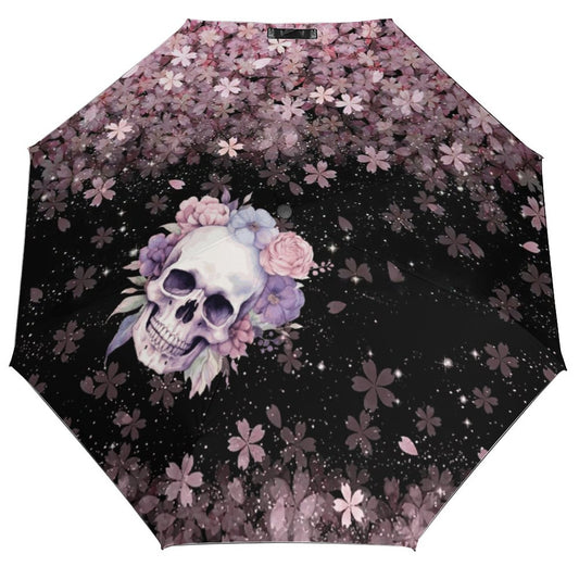Floral Skull Auto Umbrella with Printed Pattern Outside ZYS03-8K
