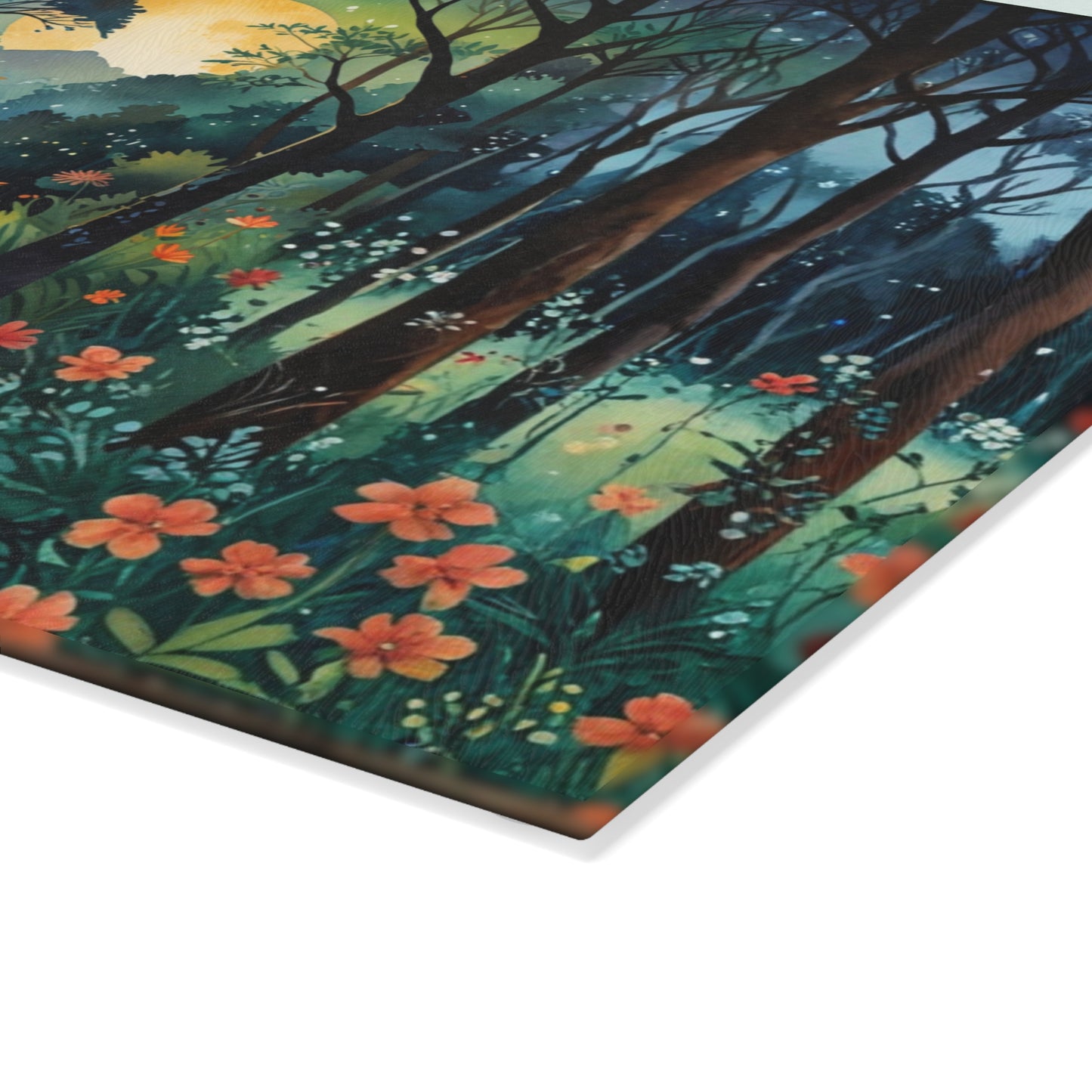 Fairytale Castle Glass Cutting Board | Enchanted Forest Cottage Countertop Protector