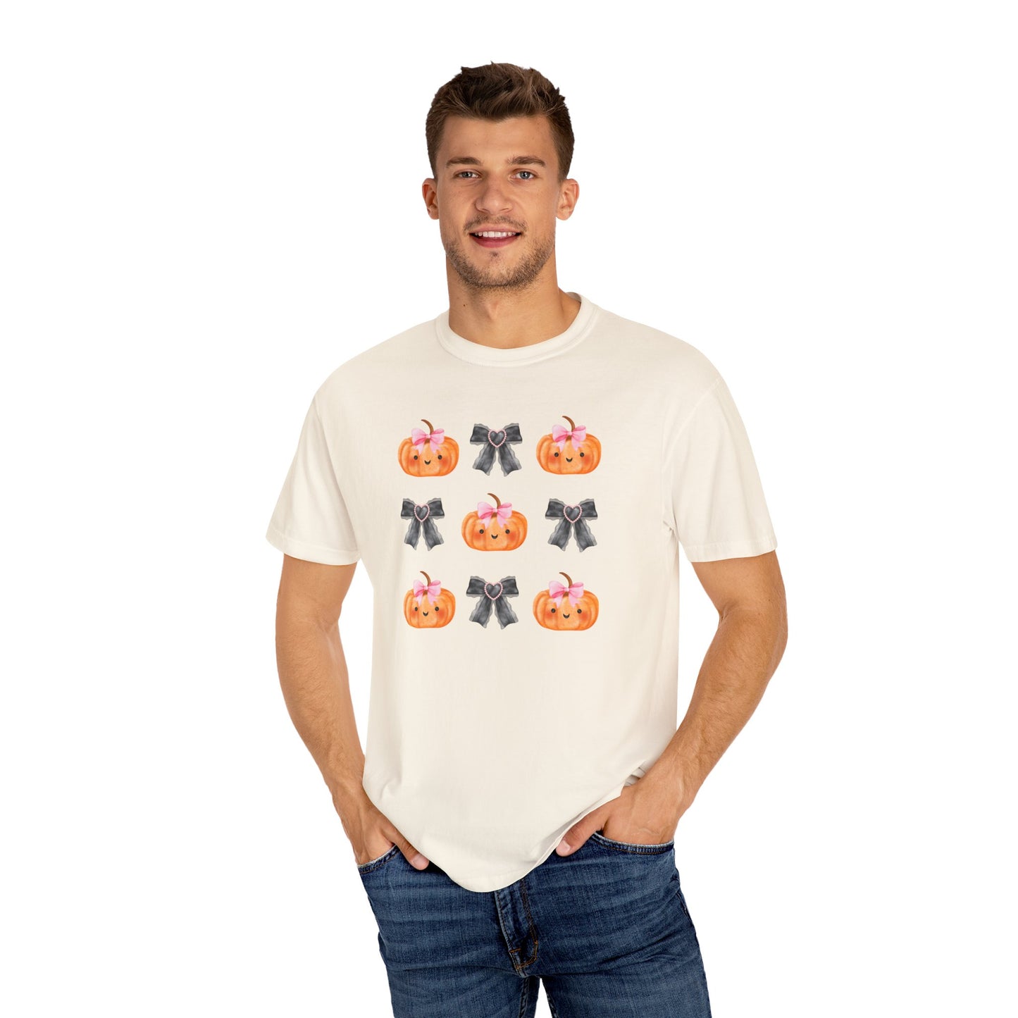 Sweet Pumpkins and Bows Unisex Garment-Dyed T-shirt