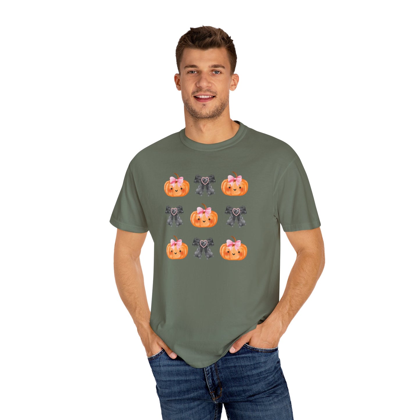 Sweet Pumpkins and Bows Unisex Garment-Dyed T-shirt