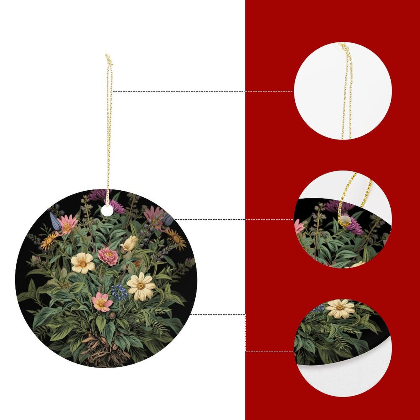 Poisonous Witchcraft Floral Ceramic Christmas Ornament - Pagan Holiday Decor