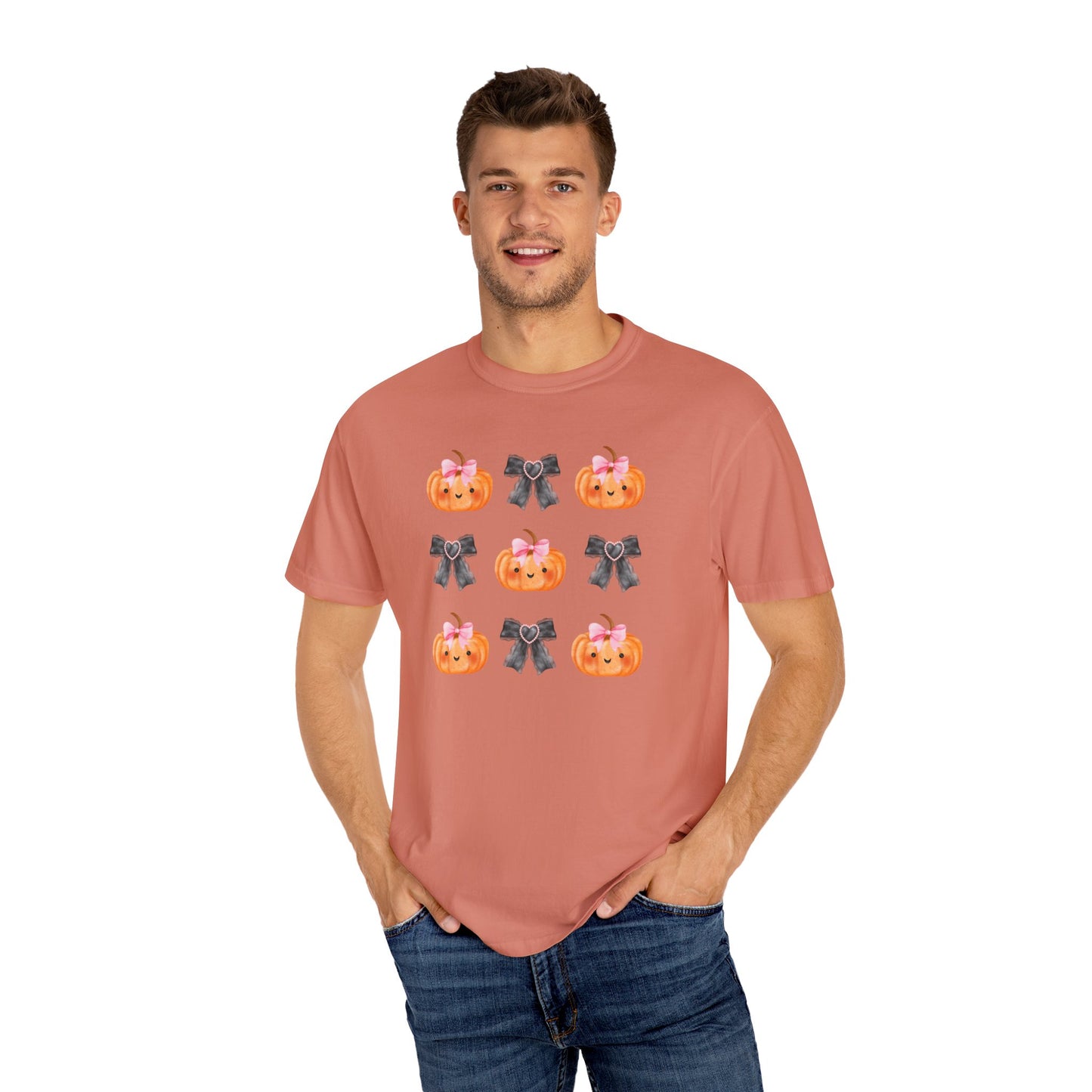 Sweet Pumpkins and Bows Unisex Garment-Dyed T-shirt