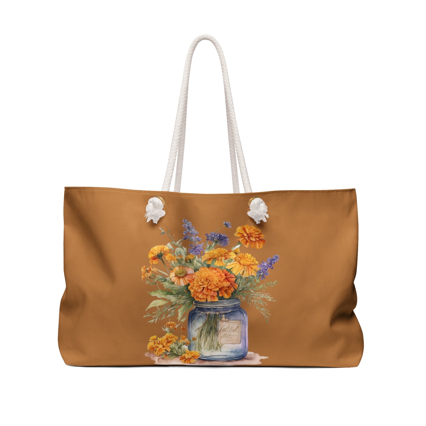 Boho Weekender Bag, October Flower of the month, Marigold Flower - The Witchy Gypsy