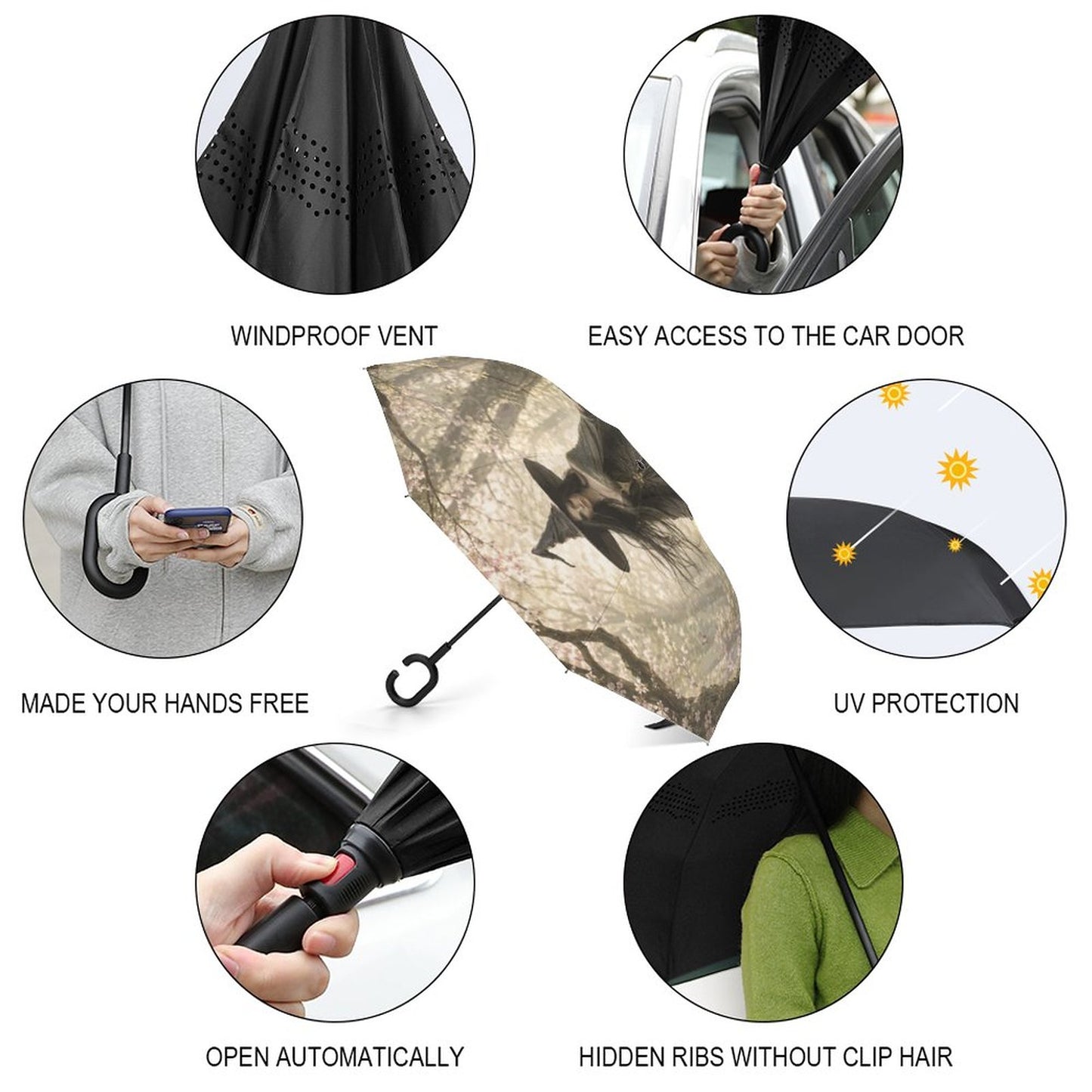The Witch Springtime Car Reverse Umbrella
