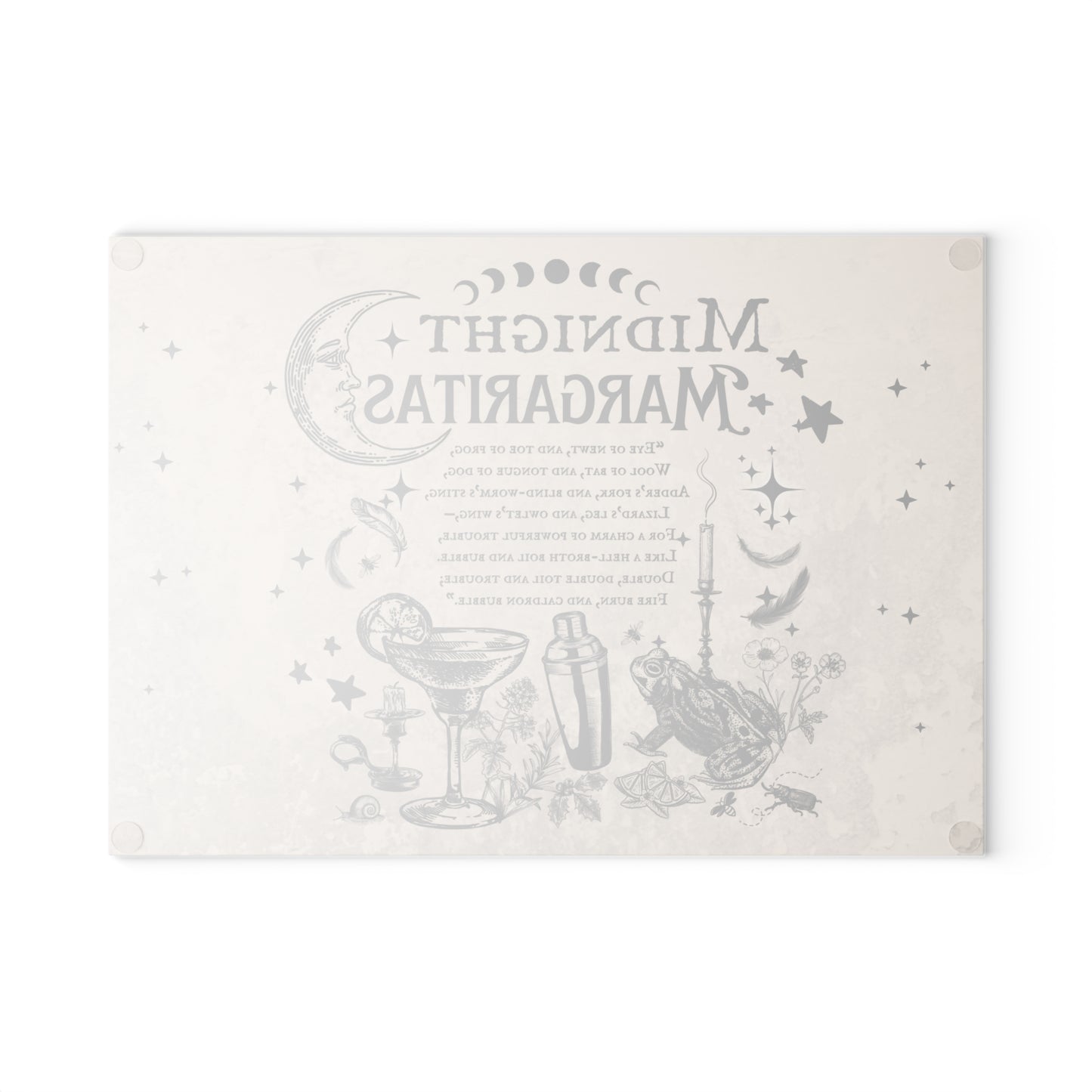 Midnight Margaritas Glass Cutting Board | Cocktail Moon Martini Design
