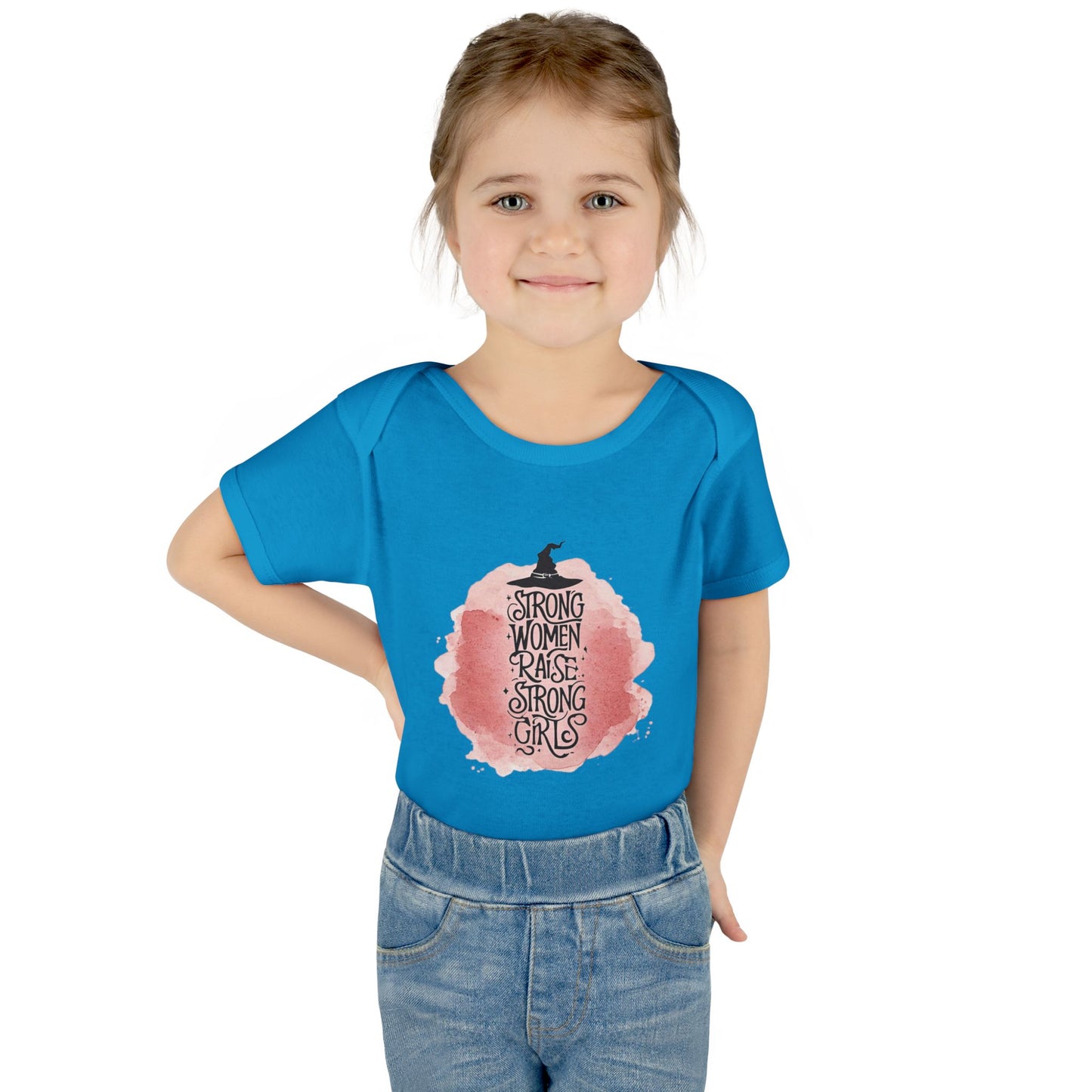 Strong Woman Raise Strong Girls Infant Bodysuit: Witchy Feminist Baby Tee