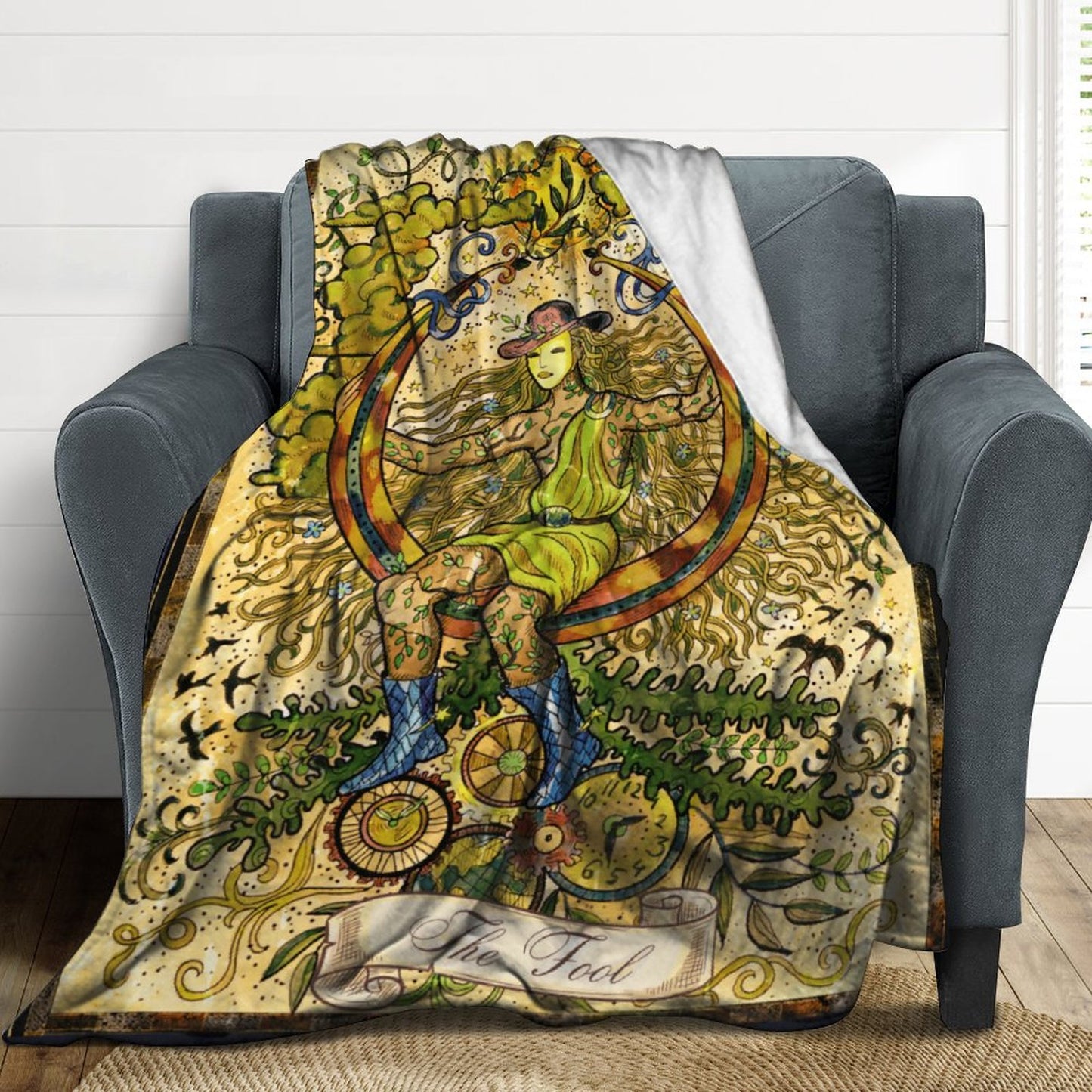 The Fool Tarot 250gsm Vintage Flannel Blanket-50"x60"