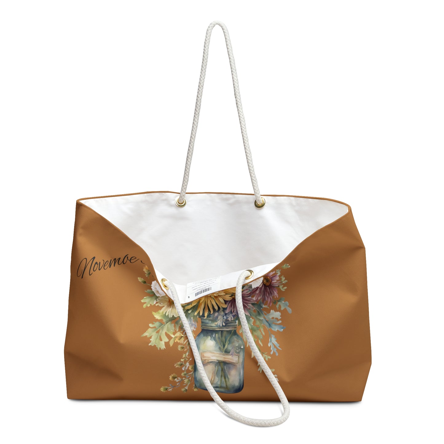 November Boho Weekender Bag, Flower of the month, Chrysanthemum Flower - The Witchy Gypsy