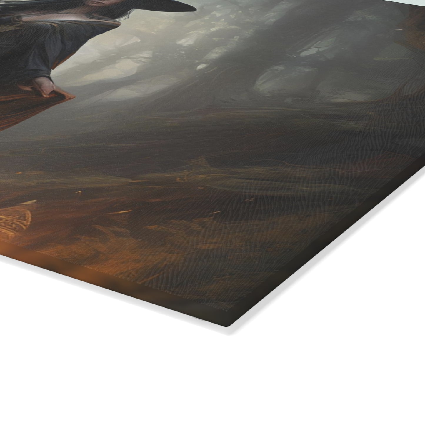 Witch in Forest Glass Cutting Board | Dark Witchcraft Kitchen Accessory