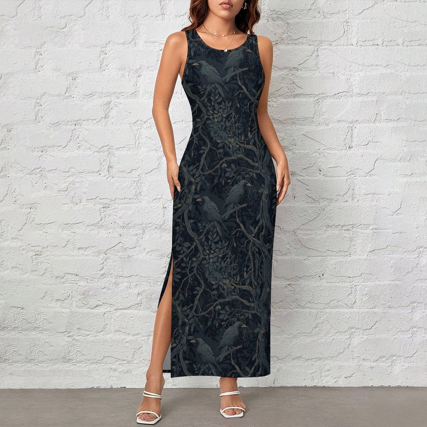 180gsm Slit Fitted Camisole Cheongsam(All-Over Printing)