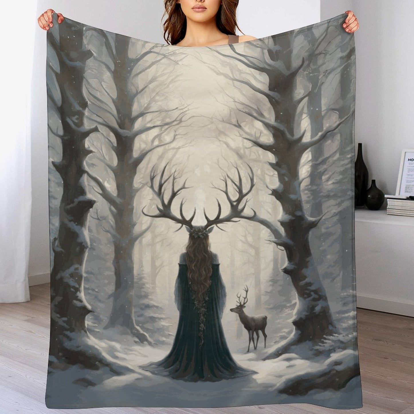 Yule Winter Witch 280gsm Flannel Blanket-60"x80" (Dual-sided Printing)