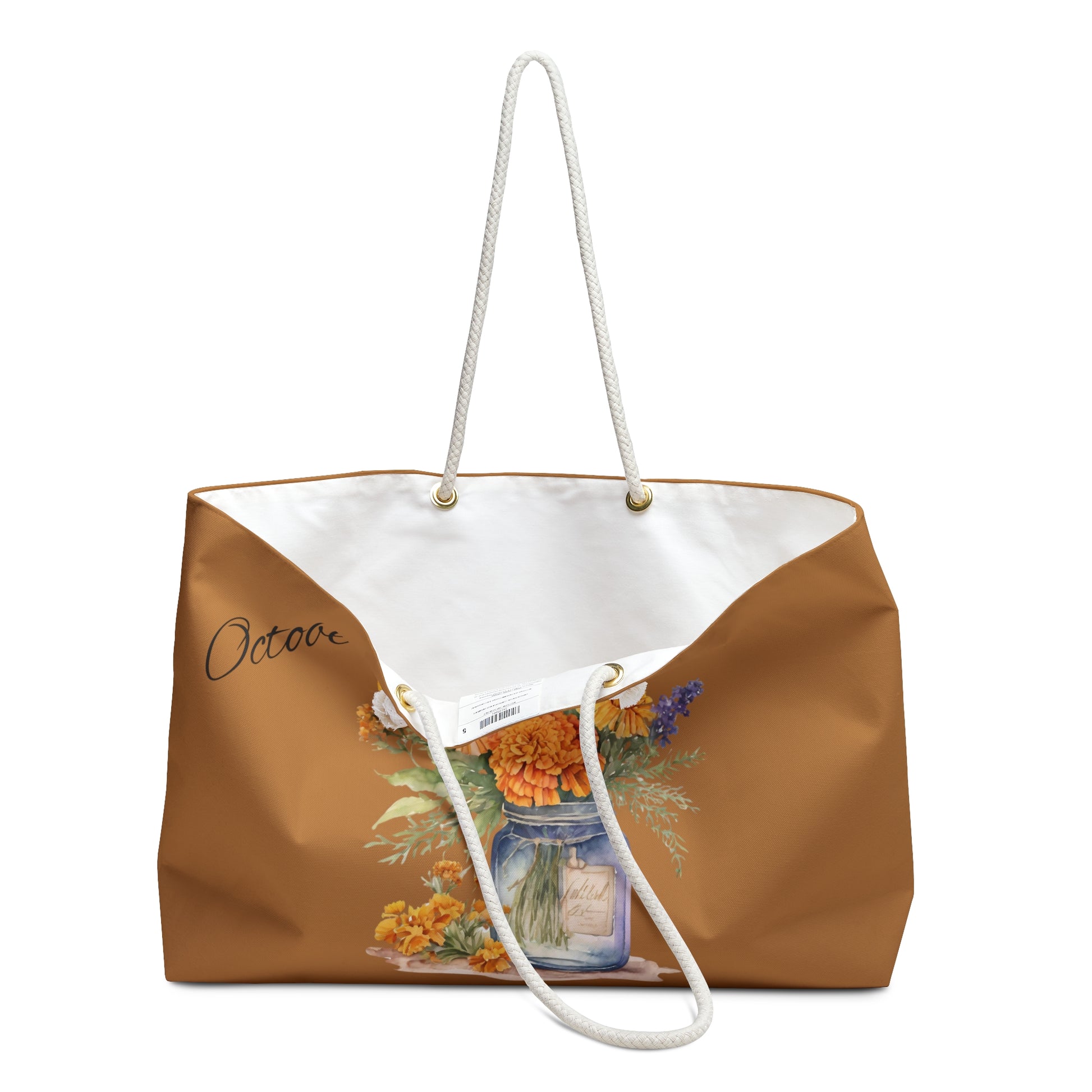 Boho Weekender Bag, October Flower of the month, Marigold Flower - The Witchy Gypsy