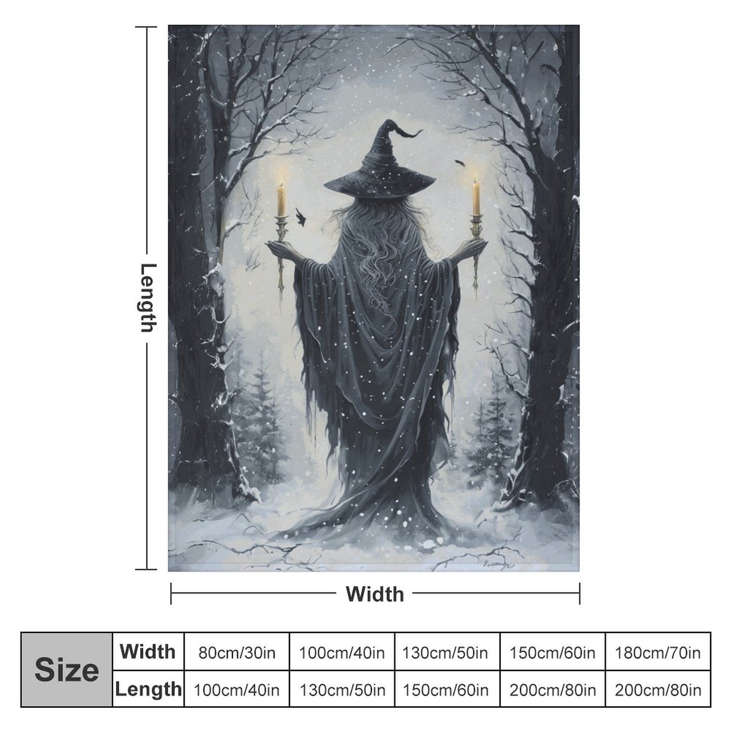 Winter Witch 280gsm Flannel Blanket-60"x80" (Dual-sided Printing)