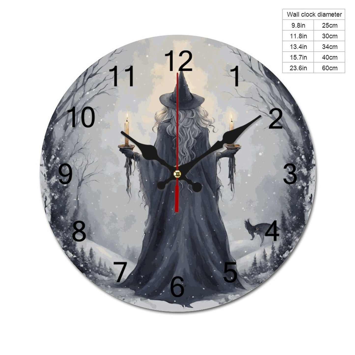 Winter With Concise Silent Wooden Wall Clock-9.84"x9.84"/ 25x25cm