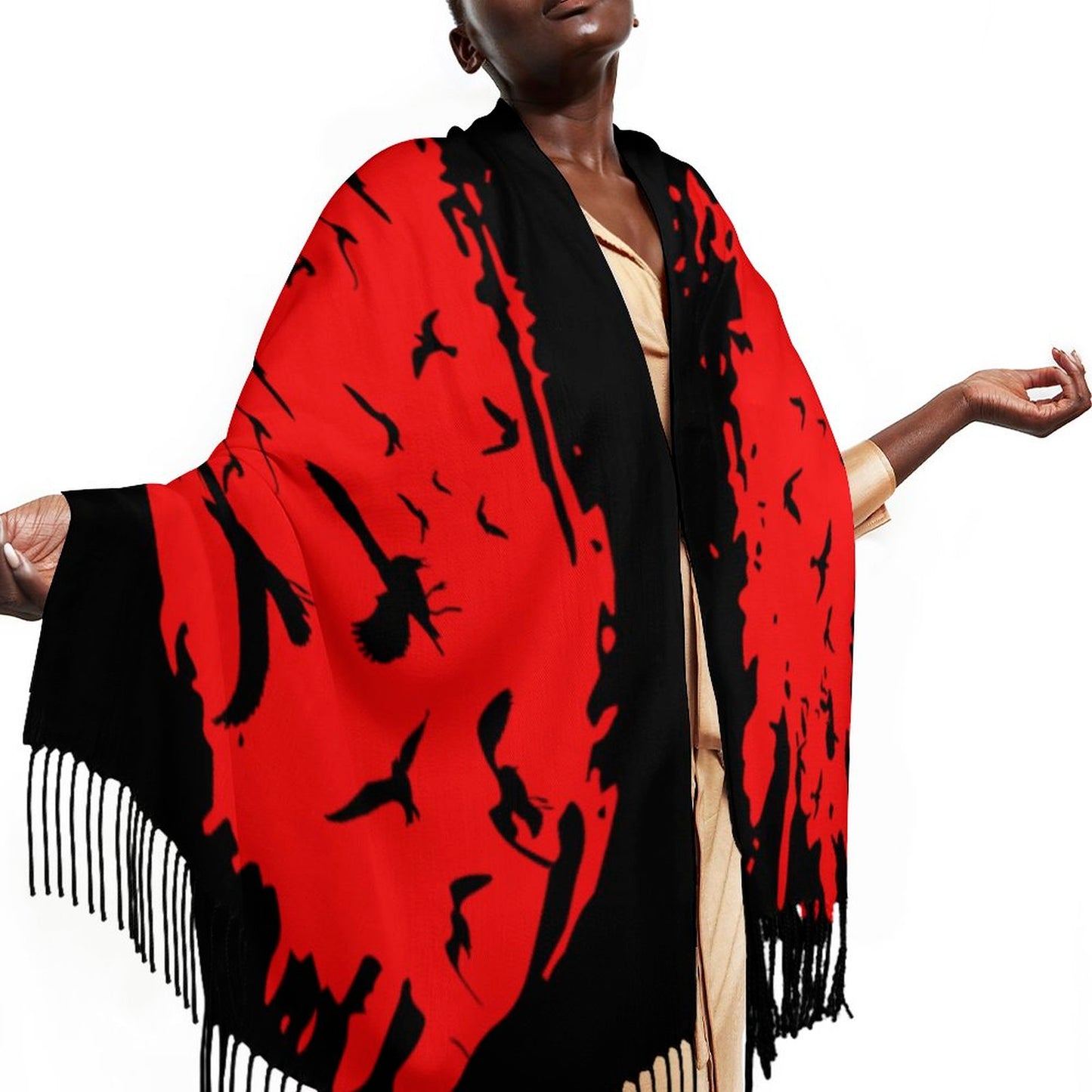 Murder of Crows Siren Tassel Scarf (All-Over Printing)