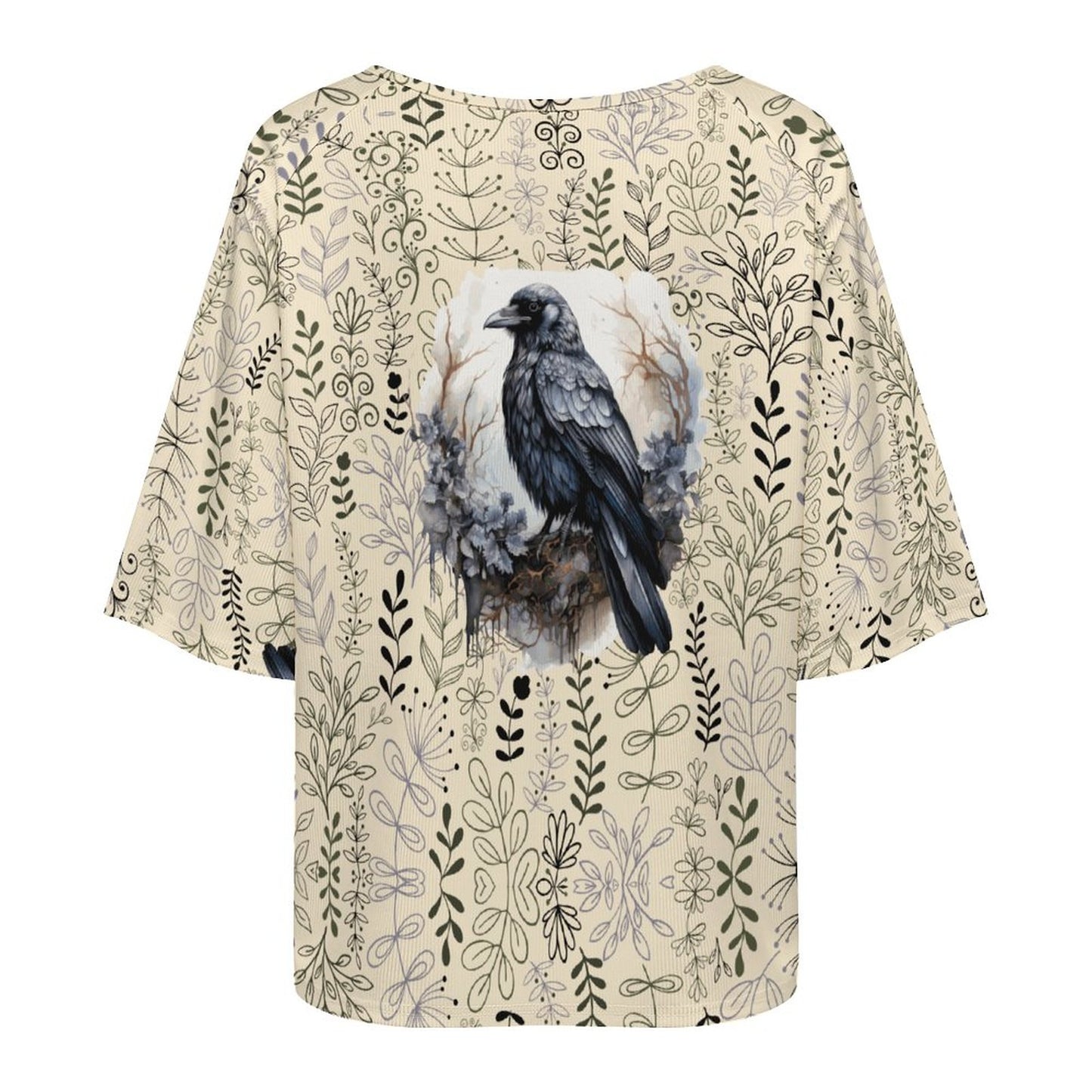 Loose-Fit 3/4 Sleeve Boat Neck T-Shirt(All-Over Printing)