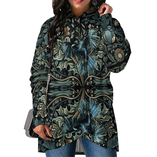 230gsm Poncho-style Long Sleeve Women Hoodie with Irregular Hem DS001 (All-Over Printing)