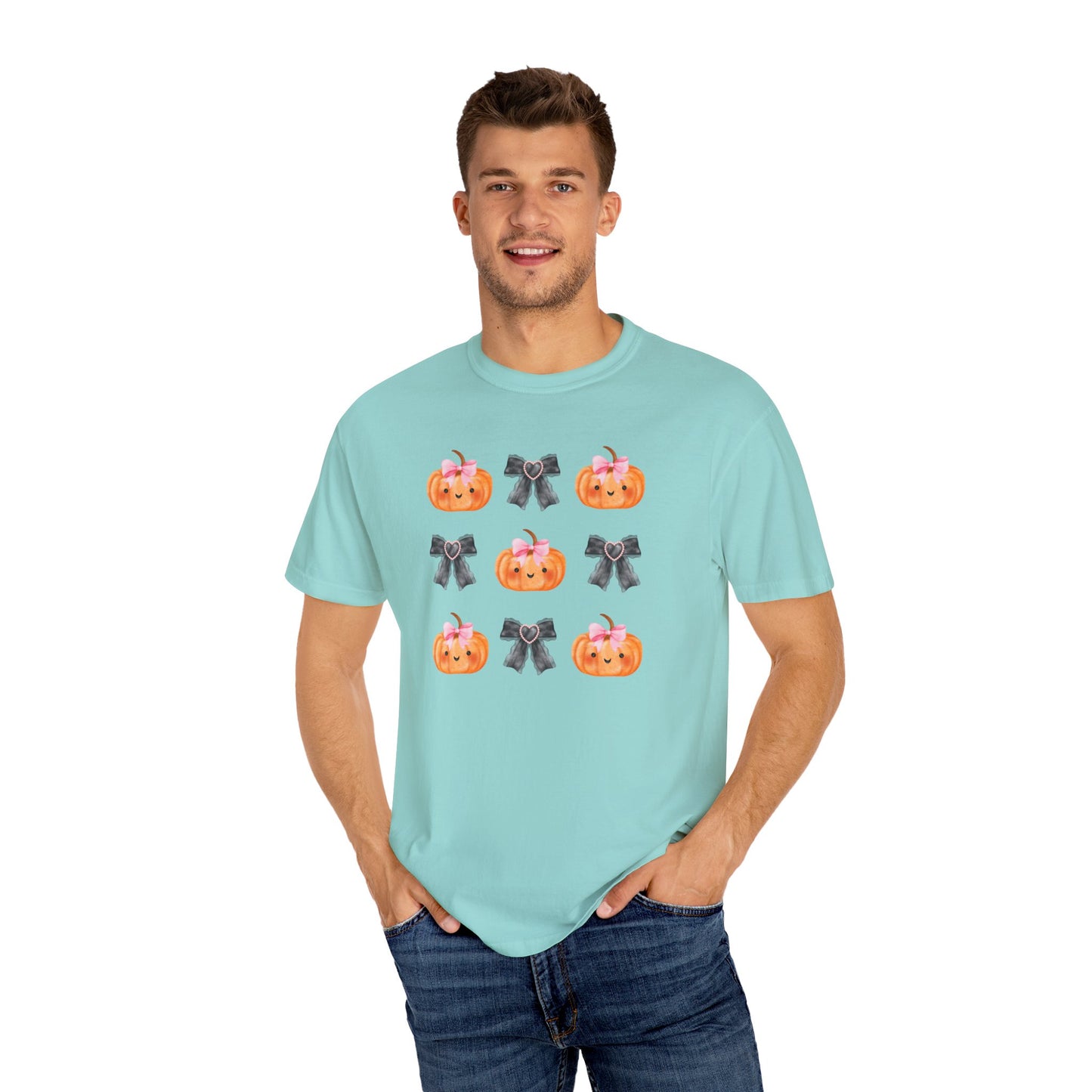 Sweet Pumpkins and Bows Unisex Garment-Dyed T-shirt