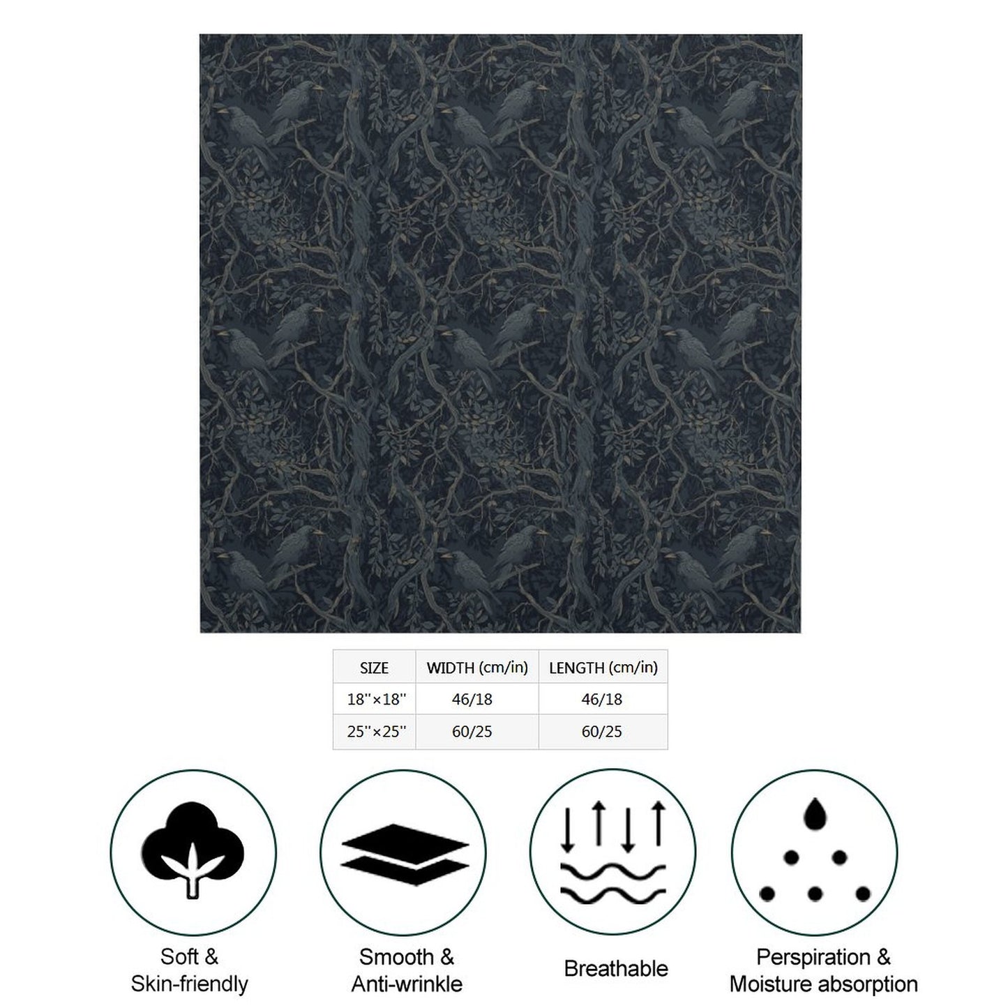 Square Printed Scarves with Skin-friendly Imitated Silk
