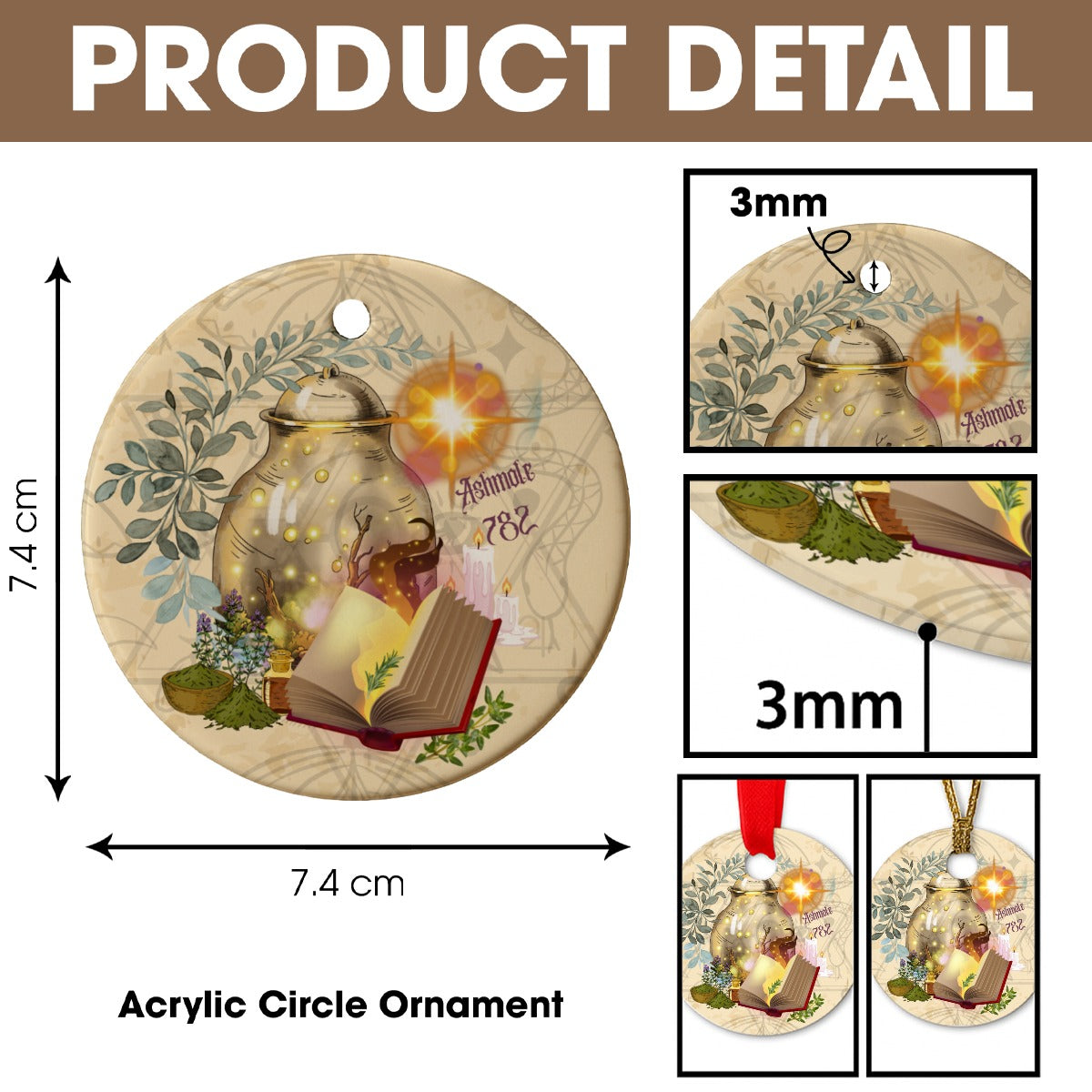 Ashmole 782 Round Christmas Ceramic Decoration Ornaments