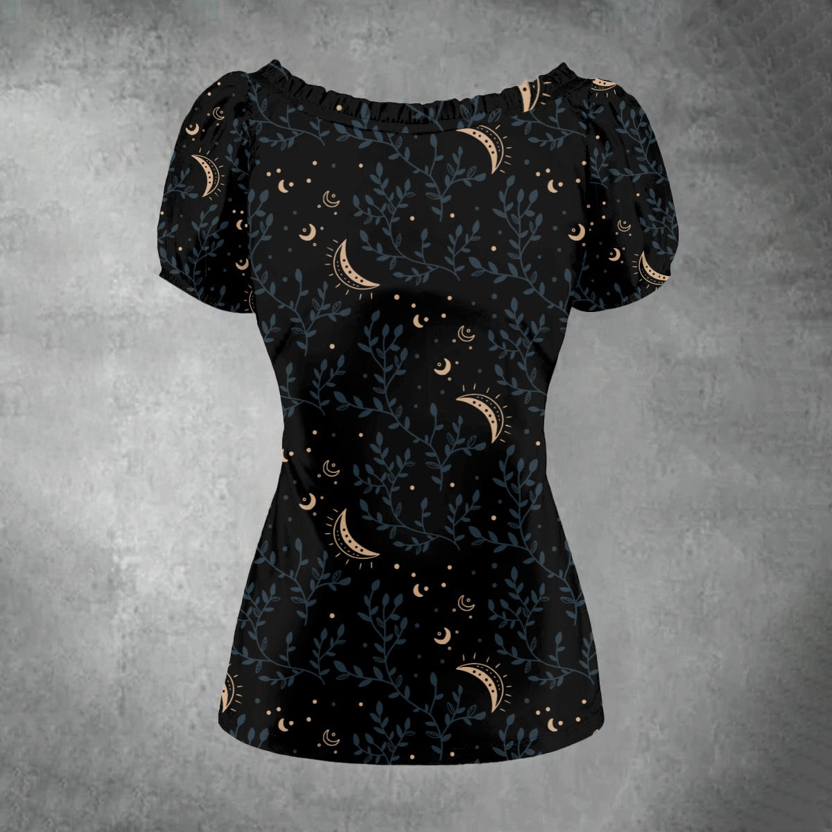 Celestial Puff Sleeve Pleated Shirt - Witchy Clothing