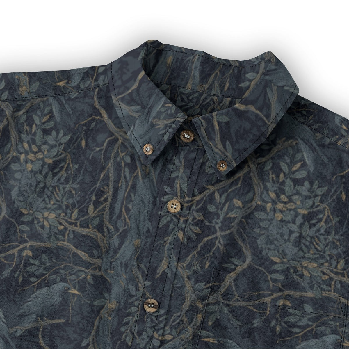 William Morris Inspired Crow Casual Lapel Long Sleeve Shirt/ 100% Cotton
